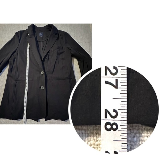 GAP Black Ponte Blazer Knit Suit Jacket Stretch Buttons Pockets Collar Women M - Picture 13 of 15